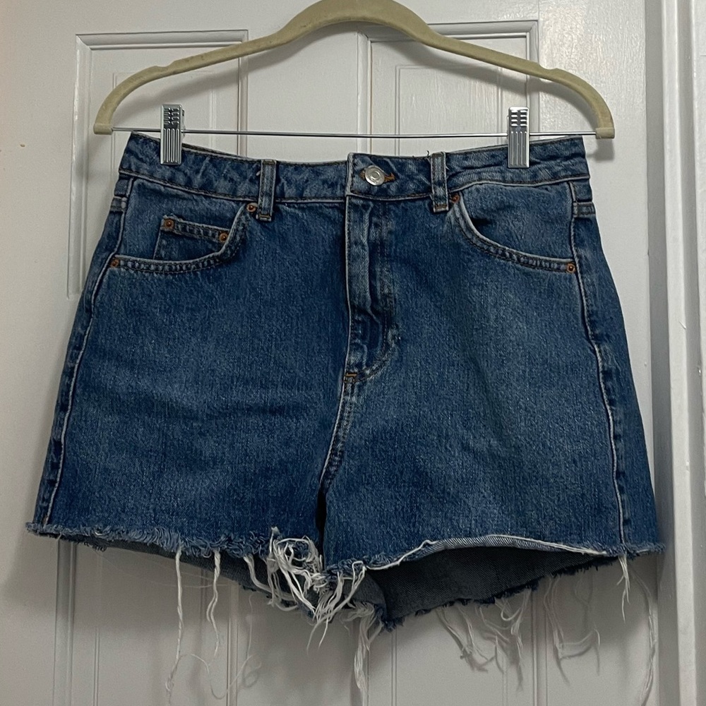Topshop Moto Mom Shorts - Mid-wash Blue Size US 8 Euro 40